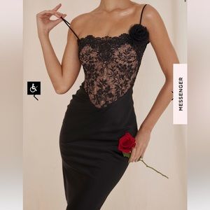 House of CB Nikita black lace midi dress size small